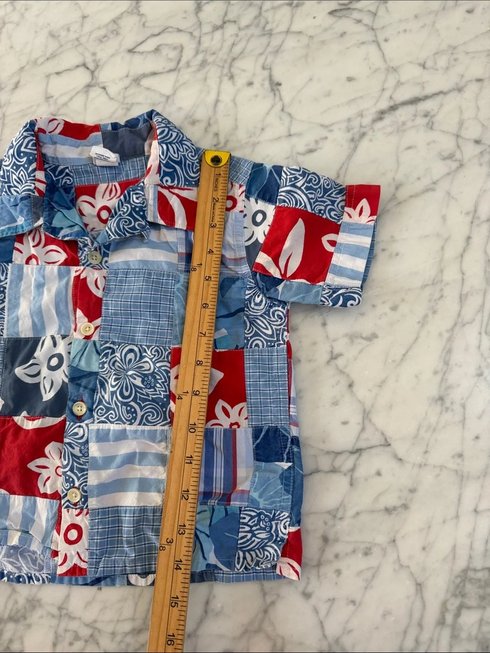 Toddler Sz 3T Patchwork Hawaiian Shirt Gap Blue & Red